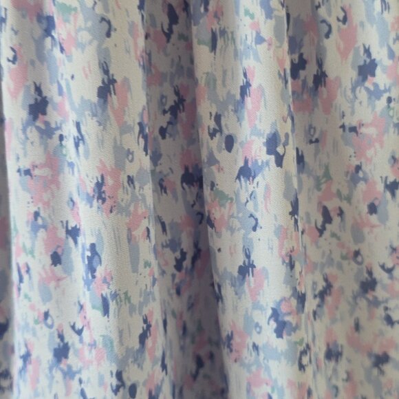 HEARTLOOM | Smocked Dress Tiered Skirt Floral Blue Spaghetti Straps Sz L - Picture 5 of 6